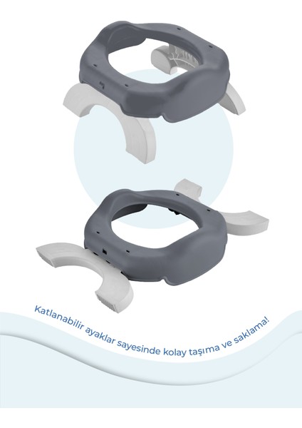 Portatif Lazımlık + 3 Poşetli - Gri