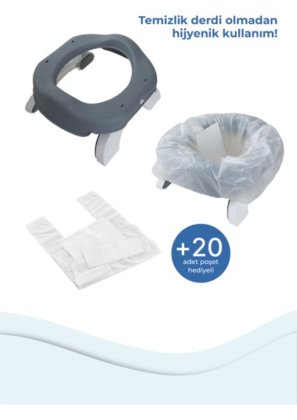 Portatif Lazımlık + 3 Poşetli - Gri modelleri