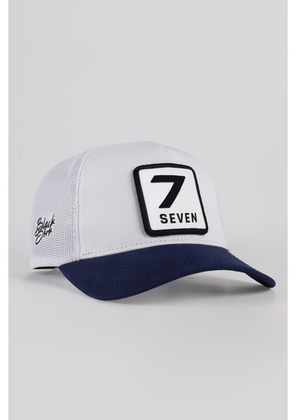 7 Numara Logolu Lacivert-Beyaz Trucker Şapka