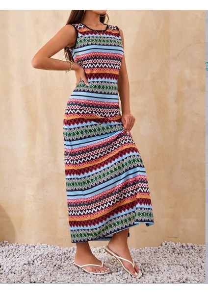 Kadın Bisiklet Yaka Cizgi Desen Süprem Elbise fiyatları