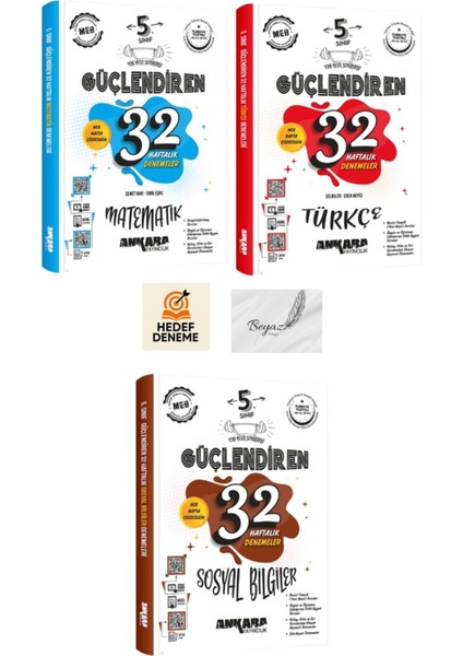Ankara 5.sınıf Güçlendiren 32 Haftalık Matematik Türkçe Sosyal Bilgiler Deneme Hedef Deneme