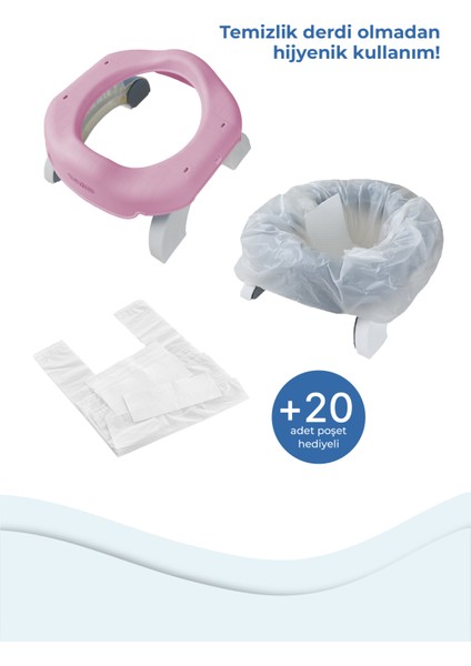 Portatif Katlanır Lazımlık ve Klozet Adaptörü – Hijyenik Plastik, 5 Poşet Hediyeli, Bebek ve Çocuk Kullanımına Uygun modelleri