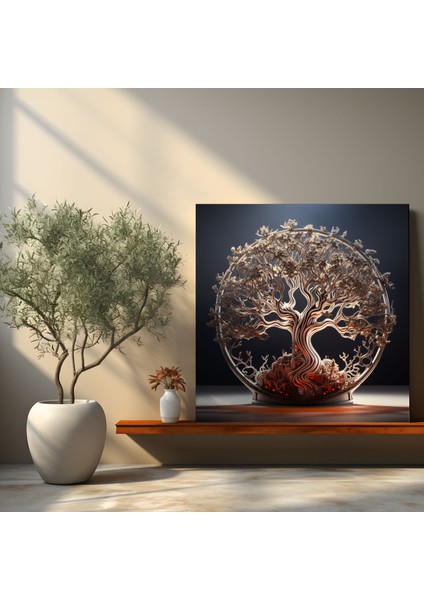 Bağlantılı Ruhani Duvar Sanatı - Ruhani Bağlantı Kanvas Tablo Huzurlu Yaşam Ağacı modelleri