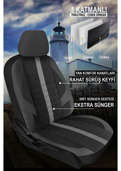 Fiat Tempra S.w. (159) 1.8 I.e. (159.AZ) (90 Hp) 1996 Uyumlu Sinop Serisi Velur Kumaş Siyah Oto Kılıfı Tam Set fiyatları