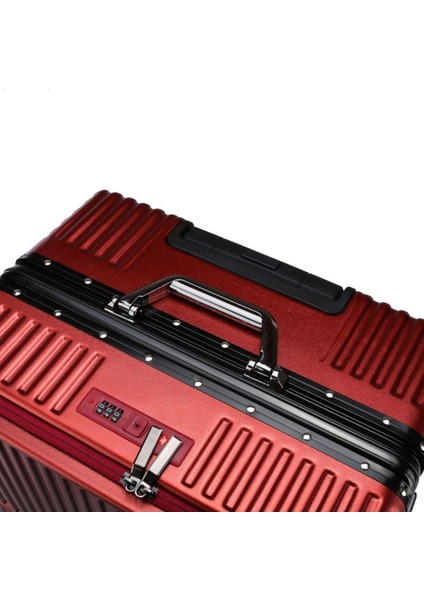 Pc Hard Side Valiz, 360° Döner Tekerlekler, Zipperless Tasarım, Kırmızı
