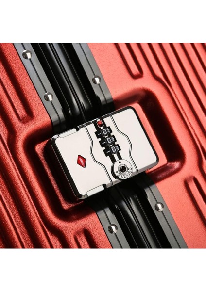 Pc Hard Side Valiz, 360° Döner Tekerlekler, Zipperless Tasarım, Kırmızı