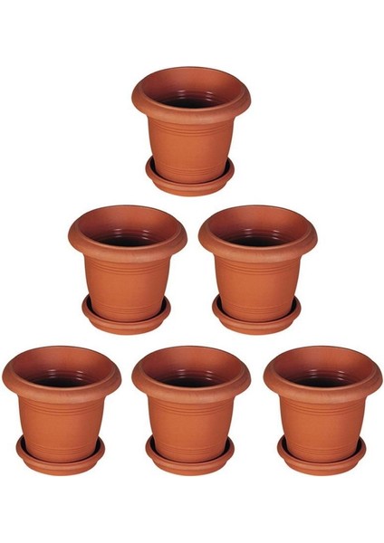 SY-5910 Antik Tabaklı Saksı Takımı 10 Lt No 3 Kahverengi 6 Adet