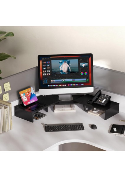 Çift Ahşap Monitör Standı, Ayarlanabilir & Döndürülebilir fiyatları