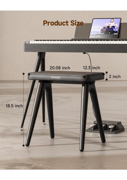 DKB-100 Piyano Taburesi, Kalın Dolgulu, Masif Ahşap Oturma Yeri ve Minderl fiyatları