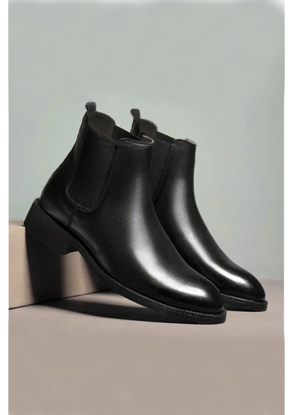Black Gustavo %100 Hakiki Deri Garantili Erkek Chealse Bot