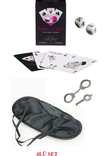 Kamasutra Aşk Seti Kelepçe Zar Kart Göz Bandı