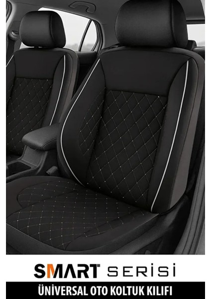 Renault Clio 2015-2025 Uyumlu Smart Serisi Tay Tüyü Siyah-Beyaz Oto Kılıfı Tam Set