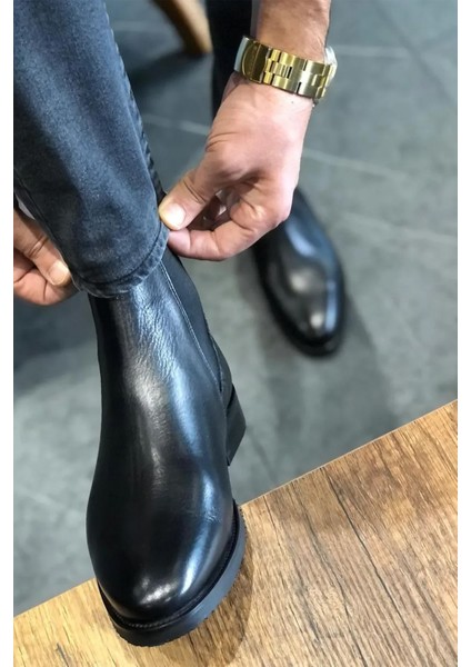 Black Davıes %100 Hakiki Deri Garantisi Siyah Erkek Bot
