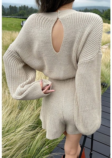 Büzgülü Düşük Kol Çelik Örme Tek Parça Triko Tulum fiyatları