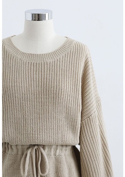 Büzgülü Düşük Kol Çelik Örme Tek Parça Triko Tulum