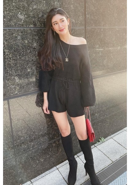 Büzgülü Düşük Kol Çelik Örme Tek Parça Triko Tulum indirimleri