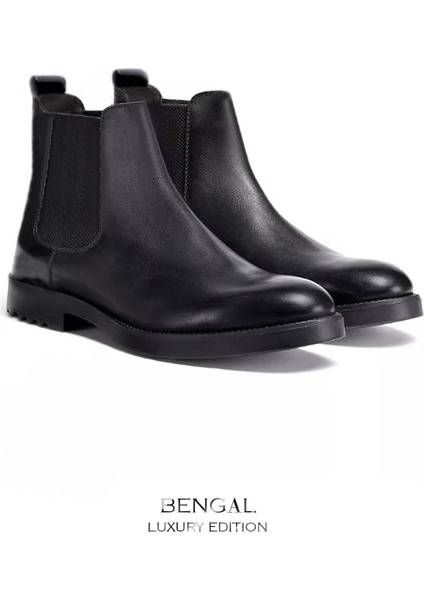 Man Paolo %100 Orjinal Deri Siyah Erkek Kışlık Bot