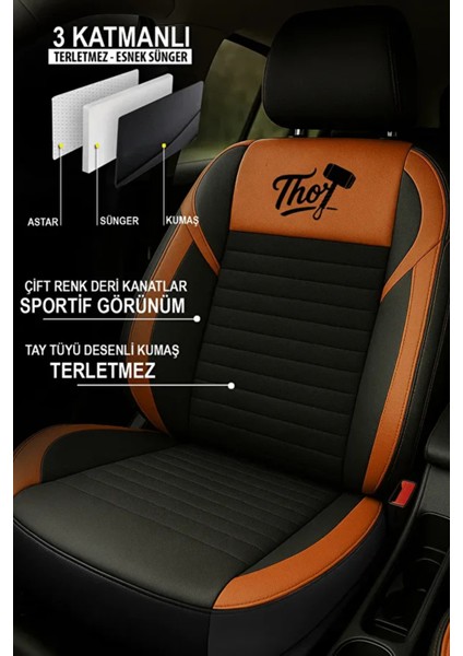 Fiat Tempra S.w. (159) 1.6 I.e. (159.AE) (78 Hp) 1991 Uyumlu Thor Serisi Tay Tüyü Taba Oto Kılıfı Tam Set fiyatları