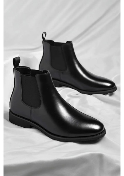 %100 Hakiki Deri Siyah Erkek Kışlık Boğazlı Bot Chealse Model fiyatları