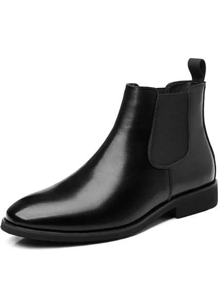 %100 Hakiki Deri Siyah Erkek Kışlık Boğazlı Bot Chealse Model modelleri