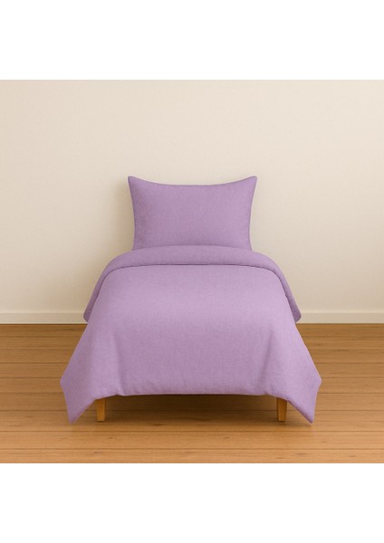 Tek Kişilik Düz Renk Lila Nevresim + Yastık Kılıfı