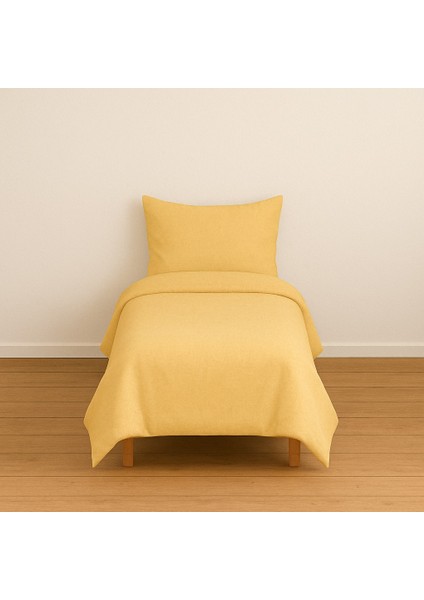 Tek Kişilik Düz Renk Sarı Nevresim + Yastık Kılıfı