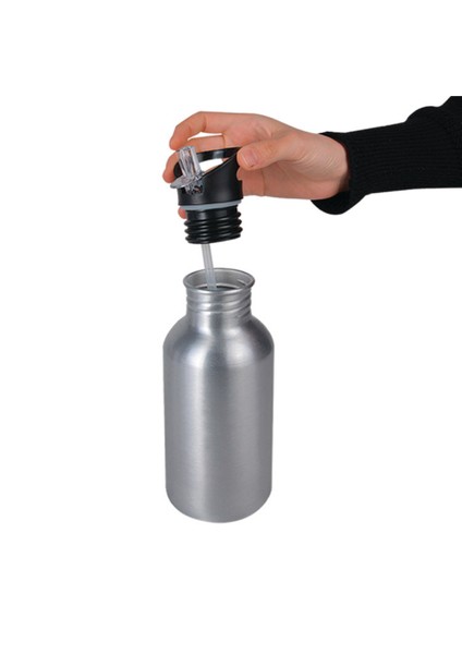 Minecarfttt Baskılı Pipetli Gümüş Metal Suluk - 600ML modelleri