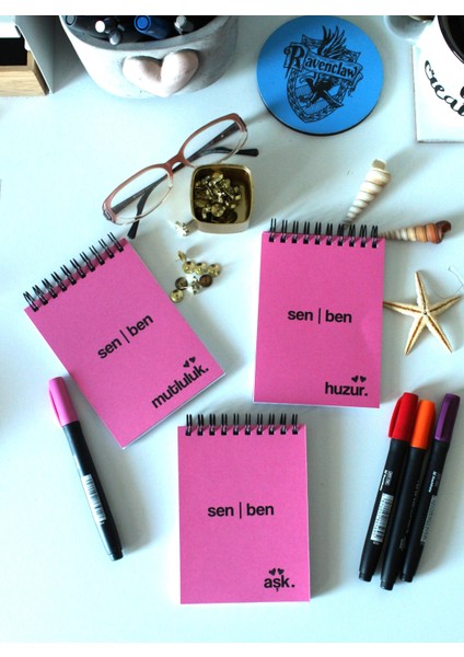 KAĞIT KAYIK Spi̇ralli̇ Not Defteri̇ Seti̇ Pembe Üçlü 40SAYFA 110 gr