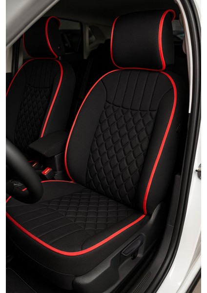Toyota Corolla 2000-2007 Hatchback Uyumlu Oto Koltuk Minderi Ergonomik Elegance 2'li Lüks Set Siyah Kırmızı