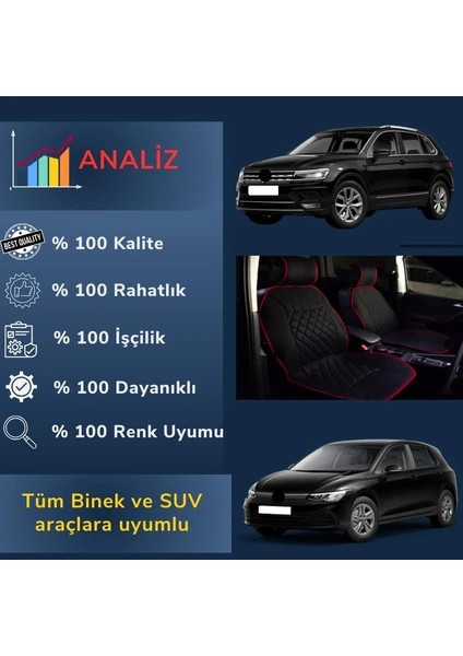Toyota Corolla 2000-2007 Hatchback Uyumlu Oto Koltuk Minderi Ergonomik Elegance 2'li Lüks Set Siyah Kırmızı modelleri
