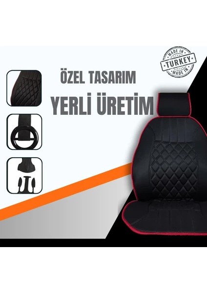 Toyota Corolla 2000-2007 Hatchback Uyumlu Oto Koltuk Minderi Ergonomik Elegance 2'li Lüks Set Siyah Kırmızı indirimleri