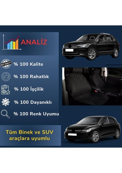 Nissan Almera 2000-2006 Uyumlu Oto Koltuk Minderi Ergonomik Elegance 2'li Lüks Set Siyah modelleri