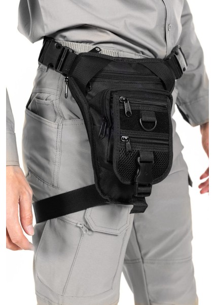 Özel Bölmeli Tactical Tabanca Taşımalı Bel ve Bacak Çantası – Siyah