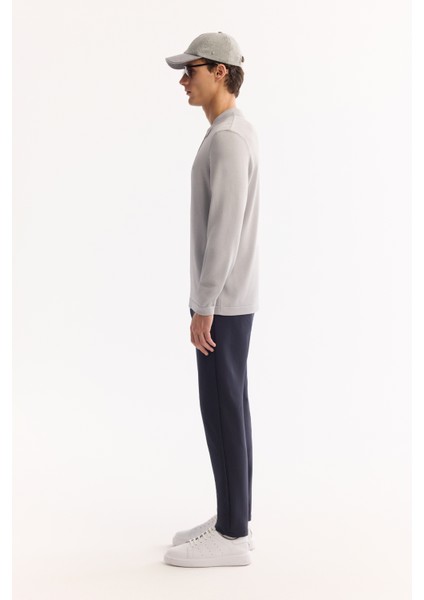 Erkek Gri Polo Yaka Fermuarlı Rayon Tüylenmeyen Basic Triko Regular Fit Kazak B005150 modelleri