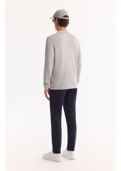 Erkek Gri Polo Yaka Fermuarlı Rayon Tüylenmeyen Basic Triko Regular Fit Kazak B005150 fırsatları