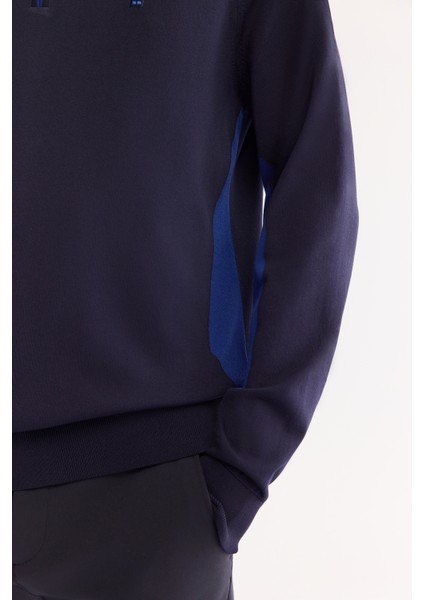 Erkek Lacivert Dik Yaka Fermuarlı Rayon Tüylenmeyen Triko Regular Fit Kazak A52Y5020 fırsatları