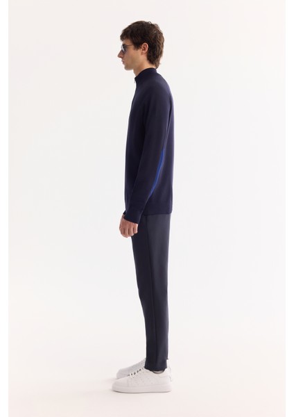 Erkek Lacivert Dik Yaka Fermuarlı Rayon Tüylenmeyen Triko Regular Fit Kazak A52Y5020 indirimleri