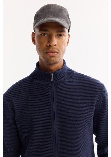 Erkek Lacivert Dik Yaka Fermuarlı Pamuklu Soft Touch Dokulu Regular Fit Hırka A52Y5181 fiyatları