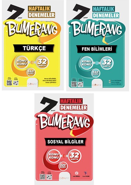 7. Sınıf Bumerang Serisi 32 Haftalık Denemeler Türkçe Fen Bilimleri Sosyal Bilgiler Seti 2026 Güncel Basım