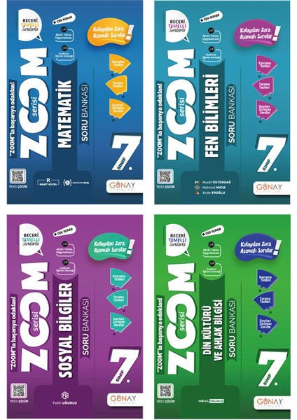 7. Sınıf Zoom Serisi Matematik Fen Bilimleri Sosyal Bilgiler Din Kültürü ve Ahlak Bilgisi Soru Bankası Seti 2026 Güncel Basım