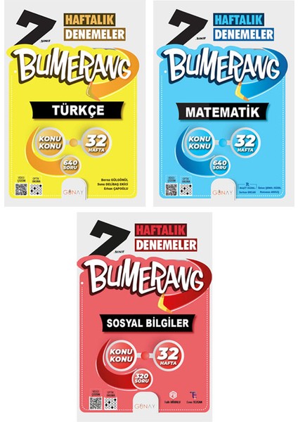 7. Sınıf Bumerang Serisi 32 Haftalık Denemeler Türkçe Matematik Sosyal Bilgiler Seti 2026 Güncel Basım