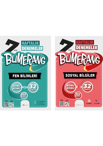 7. Sınıf Bumerang Serisi 32 Haftalık Denemeler Fen Bilimleri Sosyal Bilgiler Seti 2026 Güncel Basım