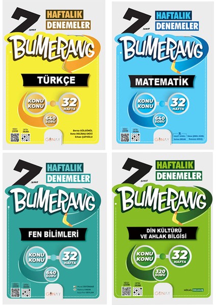 7. Sınıf Bumerang Serisi 32 Haftalık Denemeler Türkçe Matematik Fen Bilimleri Din Kültürü 2026 Güncel Basım