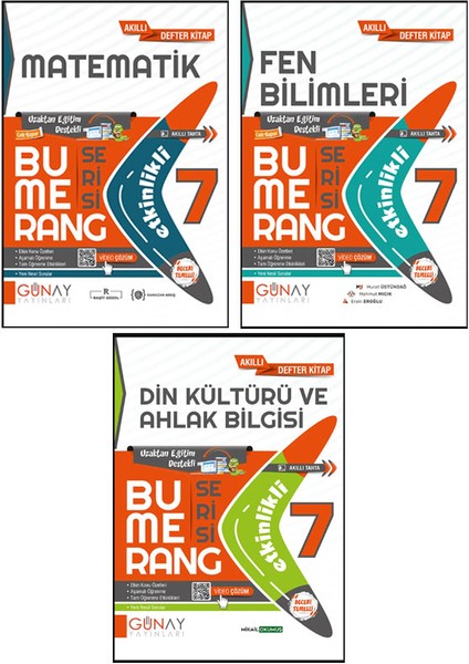 7. Sınıf Bumerang Serisi Etkinlikli Matematik Fen Bilimleri Din Kültürü Seti 2026 Güncel Basım