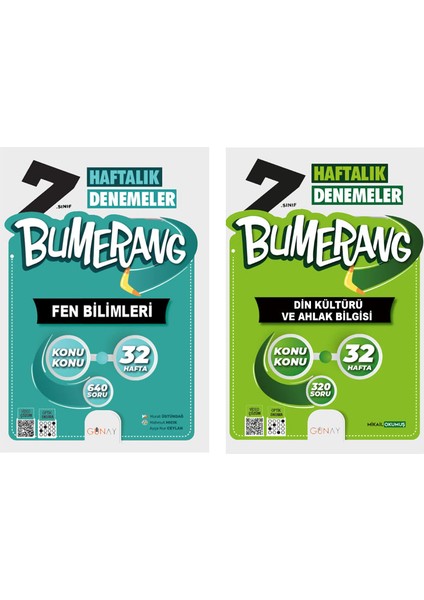 7. Sınıf Bumerang Serisi 32 Haftalık Denemeler Fen Bilimleri Din Kültürü ve Ahlak Bilgisi Seti 2026 Güncel Basım