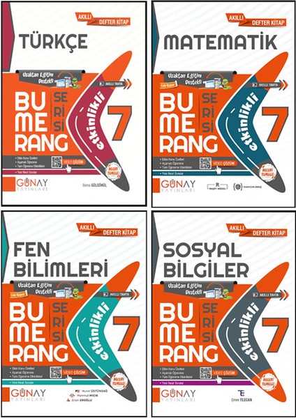7. Sınıf Bumerang Serisi Etkinlikli Türkçe Matematik Fen Bilimleri Sosyal Bilgiler Seti 2026 Güncel Basım