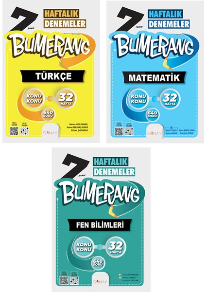 7. Sınıf Bumerang Serisi 32 Haftalık Denemeler Türkçe Matematik Fen Bilimleri Seti 2026 Güncel Basım