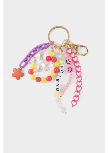 Kadın Renkli Kalp Detaylı Charm Anahtarlık F6959AXNS