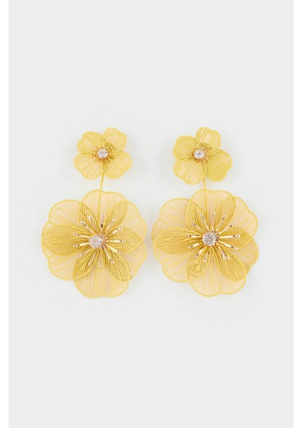 Kadın Sarı Çiçek Küpe F9974AXNS