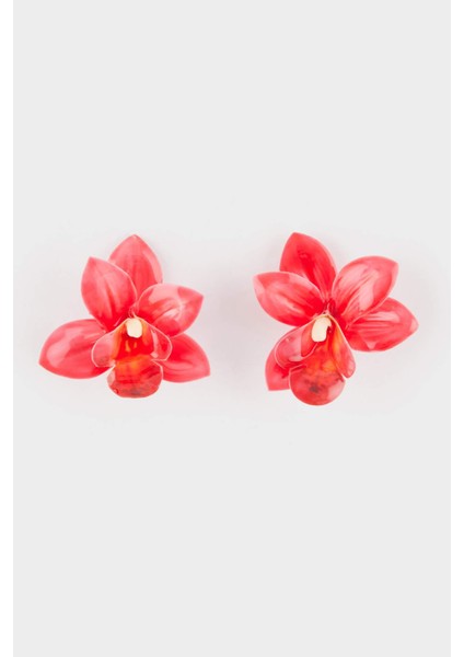 Kadın Kırmızı Çiçek Küpe F9973AXNS